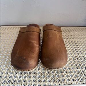 Brown Leather Clogs